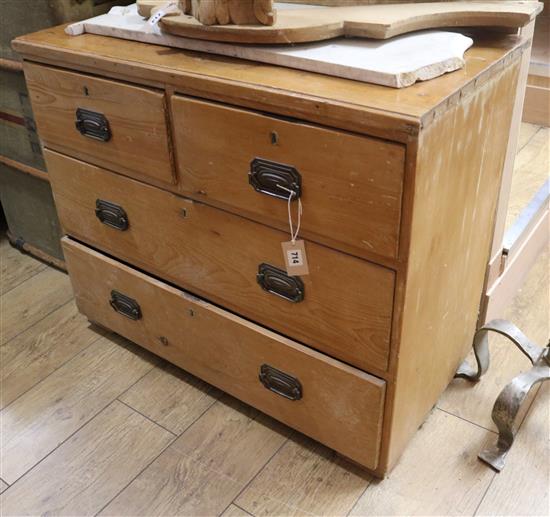 A pine four drawer chest. W.90cm